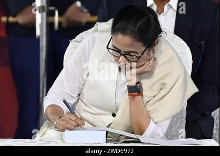 Kolkata, India. 18th Jan, 2024. KOLKATA, INDIA - JANUARY 18: Chief minister of West Bengal Mamata Banerjee during inauguration of 47th International Kolkata Book Fair at Central Park, Salk Lake on January 18, 2024 in Kolkata, India. (Photo by Samir Jana/Hindustan Times/Sipa USA) Credit: Sipa USA/Alamy Live News Stock Photo