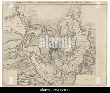 Siege of 's -Hertogenbosch, 1629, Anonymous, 1649 - 1699 print Map of the siege of Den Bosch by the State Army under Frederik Hendrik, from 1 May to 17 September 1629. Map van den Bosch and the surrounding area with the surrounding city, left crèvecoeur on the Maas, below Vught. With different blank parts intended for cartouches or texts.  paper etching maps of separate countries or regions. siege, position war Den Bosch. Crèvecoeur. Vught Stock Photo