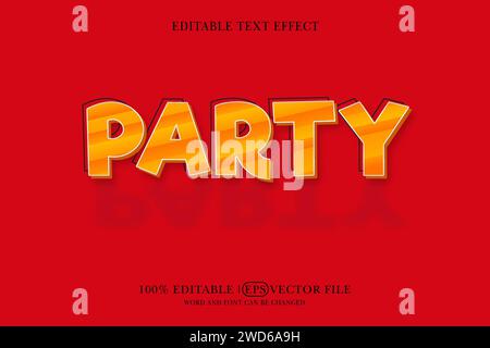 editable typographic logo, cartoon party text effect Stock Vector