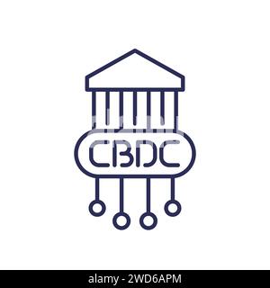 CBDC, digital currency line icon Stock Vector