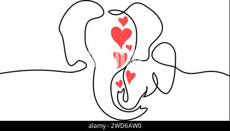 Elephant mother with baby cub. Family love. Mothers day concept. Stock Vector