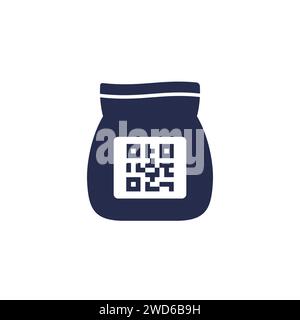 bag with qr code icon on white Stock Vector