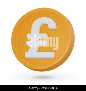 3D coin. Pound sterling. Currency symbol, 3D icon. Vector sign isolated on a white background. Stock Vector