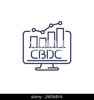 CBDC line icon with a graph Stock Vector