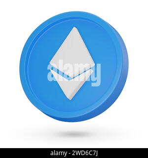 3D coin. Cryptocurrency symbol Etherium ETH. 3D Vector icon. Illustration isolated on a white background. Stock Vector