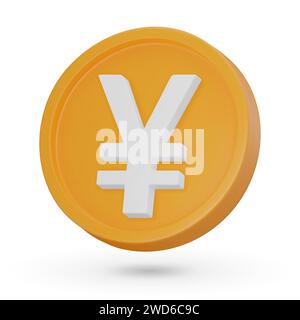 3D coin. The Japanese yen. Currency symbol, 3D icon. Vector sign isolated on a white background. Stock Vector