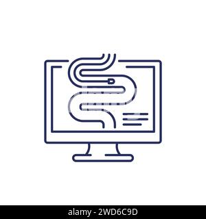 endoscopy icon on white, line vector Stock Vector