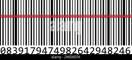 Realistic Bar code icon scanning with red light, sample of Bar code sign vector Stock Vector