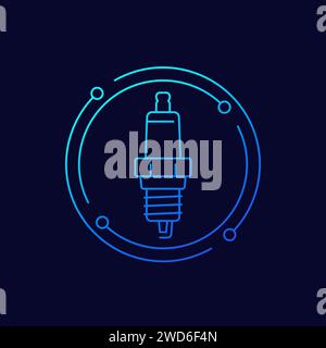 spark plug icon, linear design Stock Vector