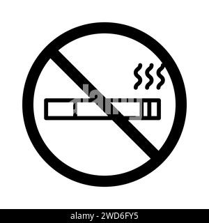 Vector black line icon no smoking isolated on white background Stock Vector