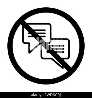 Vector black line icon forbidden to talk isolated on white background Stock Vector