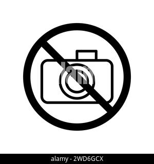 Vector black line icon photography is prohibited isolated on white background Stock Vector