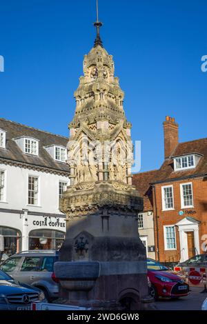 Ornamental drinking fountain in the Market Place in Saffron Walden Stock Photo