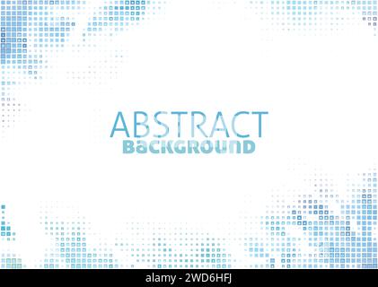 Abstract mosaic background with small pale blue squares on white background. Dotted vector graphic pattern with halftone effect Stock Vector