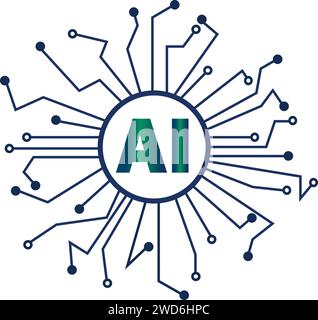 AI technology, Artificial Intelligence, AI processor chip Ai Symbol, Intelligence sign, innovation futuristic Stock Vector