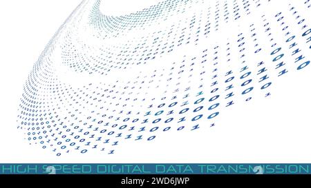 Information technologies. High speed digital data transmission. Binary data stream. Vector graphics Stock Vector