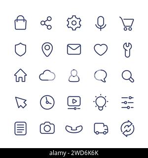 line icons for apps and web, basic set Stock Vector