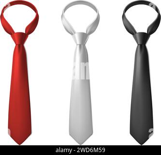 red, black, white ties. Isolated on background. Stock Vector