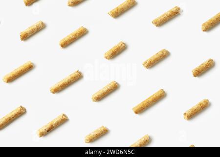 Wood pellets biofuel isolated on white background Stock Photo