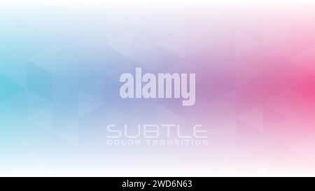 Abstract background with gradient from aquamarine blue to deep blush through cold purple textured by triangles. Subtle vector graphic pattern. CMYK co Stock Vector
