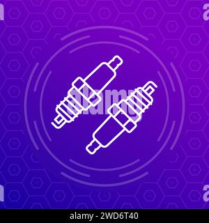 spark plugs icon, linear vector Stock Vector