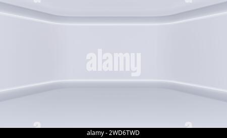 Abstract white elegant simple background in muted tones with graceful curved bright light lines. 3D Illustration. Stock Photo