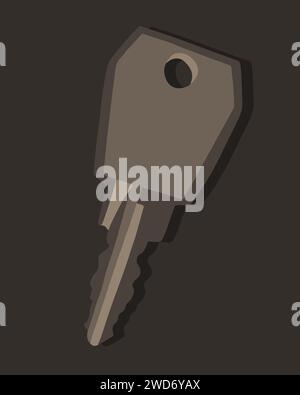 Vector isolated illustration of a key. Cabinet key. Stock Vector