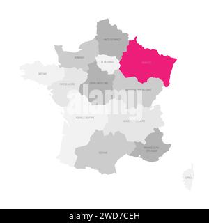 Grand Est - map of administrative division, region pink highlighted in map of France Stock Vector