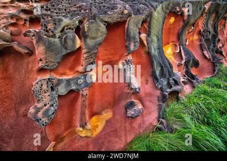 Colorful rocks in Labetxu Valley, Jaizkibel mountain, Basque Country Stock Photo