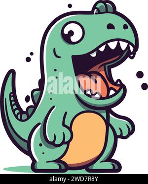 Cartoon crocodile vector illustration. Cute dinosaur cartoon character. Stock Vector
