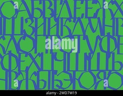 Pattern of Russian letters. Vector. Old Russian fairy style ornament. Russian alphabet 15-17 century. Neo-Russian Cyrillic, Slavonic capital letters. Stock Vector