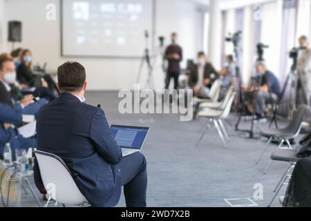 people in business meeting room having a presentation Stock Photo