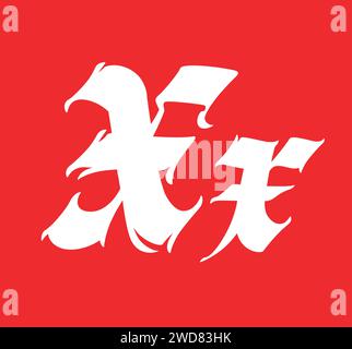 Letter X, in the Gothic style. Vector. Alphabet. Calligraphy and lettering. Medieval Latin letter. Logo for the company. Monogram. Elegant font for ta Stock Vector