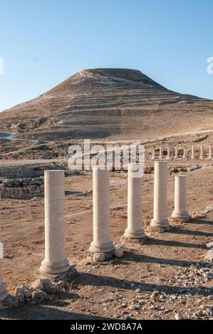 Herodion, Herodium, or Jabal al-Fureidis is an ancient fortress located south of Jerusalem and Bethlehem, built by King of Judea Herod the Great betwe Stock Photo