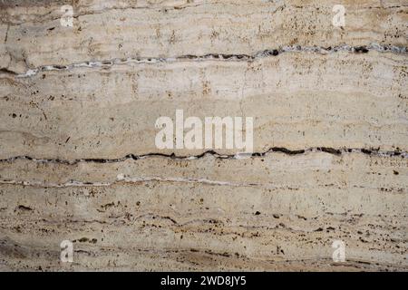 Detail of beige travertine marble wall tile porous texture Stock Photo