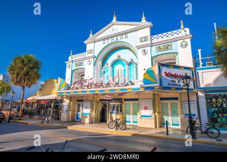 Key West, Florida, USA, March 30 2022: Strand Building in tourist walkway on famous Duval street in Key West. Famous tourist spot in Florida Keys, USA Stock Photo