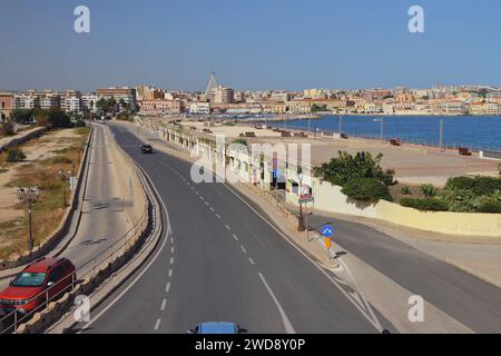 Road along sea. Syracuse, Sicily, Italy Stock Photo