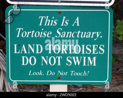 Barefoot Beach Preserve, Florida, United States - March 2, 2016: Sign warning about the land tortoises. Stock Photo