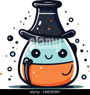 Cute cartoon potion. Vector illustration. Isolated on white background. Stock Vector