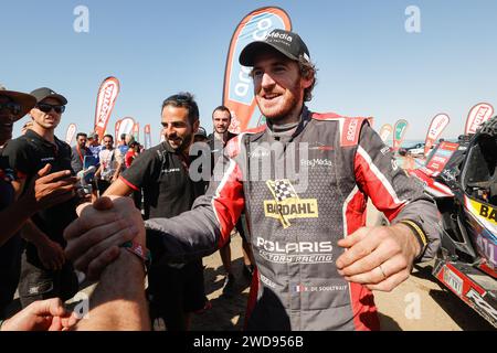 DE SOULTRAIT Xavier (fra), Sébastien Loeb Racing - Bardahl Team, Polaris RZR Pro R, FIA SSV, portrait finish line, arrivee, during the Stage 12 of the Dakar 2024 on January 19, 2024 around Yanbu, Saudi Arabia - Photo Frédéric Le Floc'h/DPPI Credit: DPPI Media/Alamy Live News Stock Photo