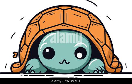 Cute cartoon turtle. Vector illustration of a funny tortoise. Stock Vector