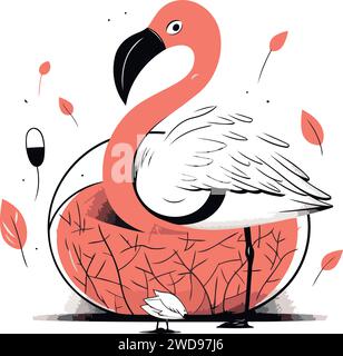Flamingo in the form of a nest. Vector illustration. Stock Vector