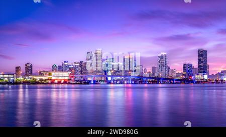 the skyline of miami during sunset, florida Stock Photo