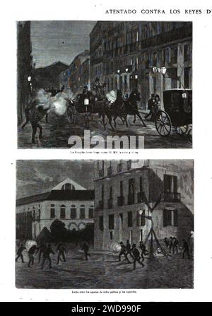 1872-07-24, La Ilustración Española y Americana, Atentado contra los reyes de España en la noche del 18 a. Stock Photo