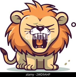 Angry lion mascot. Vector illustration isolated on a white background ...