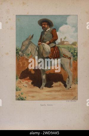 1879, El ingenioso hidalgo D. Quijote de la Mancha, Sancho Panza, Mestres. Stock Photo