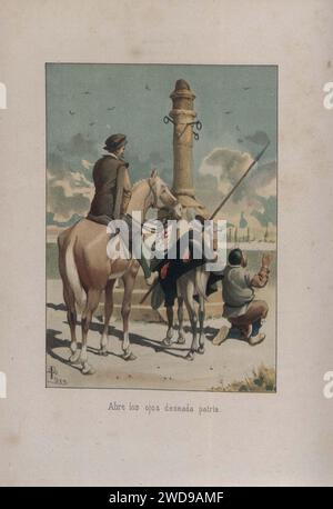1879, El ingenioso hidalgo D. Quijote de la Mancha, Abre los ojos deseada patria, Mestres. Stock Photo