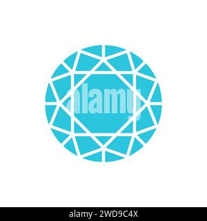 Precious round brilliant diamond. From blue icon set. Stock Vector