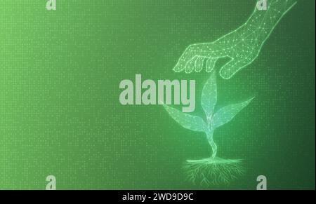 Artificial Intelligence Applied to Farming and Agriculture - Disruptive Innovations in Agricultural Sciences - Conceptual Illustration with Copy Space Stock Photo