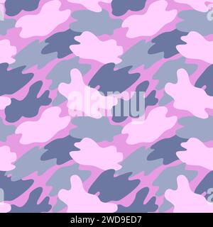 Camouflage military pattern with pink elements. Vector seamless pattern for clothing design. Stock Vector